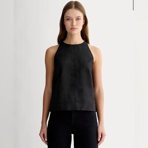 Everlane THE LINEN HIGH-NECK TANK in Navy